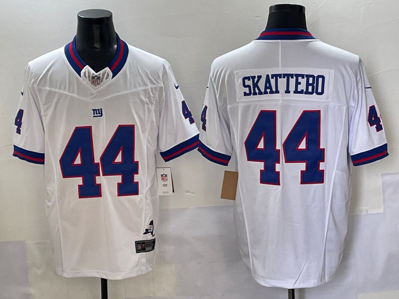 Men 2025 New York Giants 44 Skattebo White Throwback Three generations Nike Limited NFL Jersey style 15